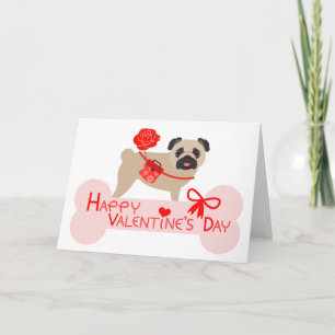 Gelukkige Pug van de Valentijnsdag Kaart