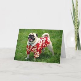 Gelukkige Pug van de Verjaardag in een Hawaiiaans Kaart