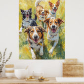 Gelukkige Puppies  Poster (Keuken)