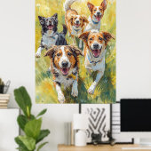 Gelukkige Puppies  Poster (Thuiskantoor)