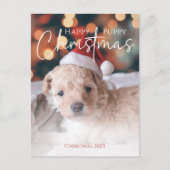 Gelukkige Puppy Kerstmis foto Briefkaart (Voorkant)