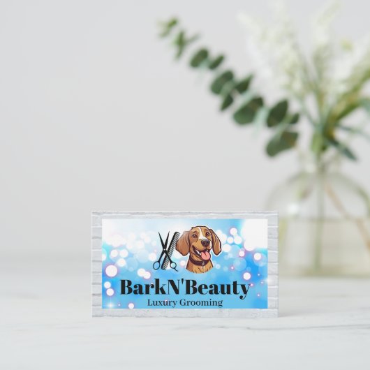 Gelukkige puppy | Verzorgingshulpmiddelen | Bokeh Visitekaartje (Staand voorkant)