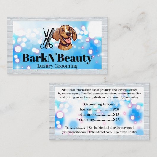 Gelukkige puppy | Verzorgingshulpmiddelen | Bokeh Visitekaartje (Voorkant / Achterkant)