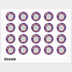Gelukkige Purim mand cadeaus, decoratie, Hebreeuws Ronde Sticker