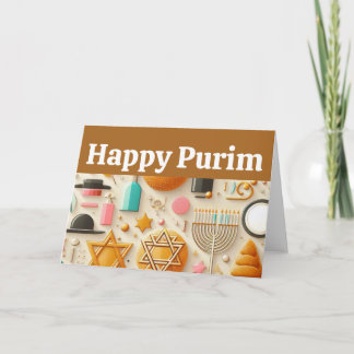 Gelukkige Purim, ster van David, Menorah, Kosher, Kaart