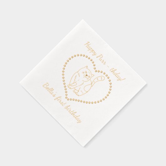 Gelukkige Purr-Thday Cat Verjaardagsfeest Folie Servetten (Rechts)