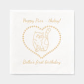 Gelukkige Purr-Thday Cat Verjaardagsfeest Folie Servetten (Voorkant)
