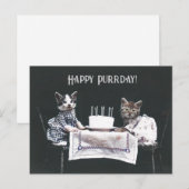 Gelukkige Purrdag Cute Katten Retro Verjaardag Briefkaart (Voorkant / Achterkant)