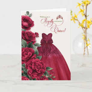 Gelukkige Quinceanera 15e verjaardag bordeaux wijn Kaart