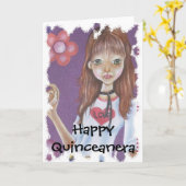 GELUKKIGE QUINCEÑERA KAART (Gele Bloem)