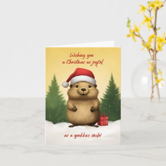 Gelukkige Quokka Kerstmis Kaart (Gele Bloem)
