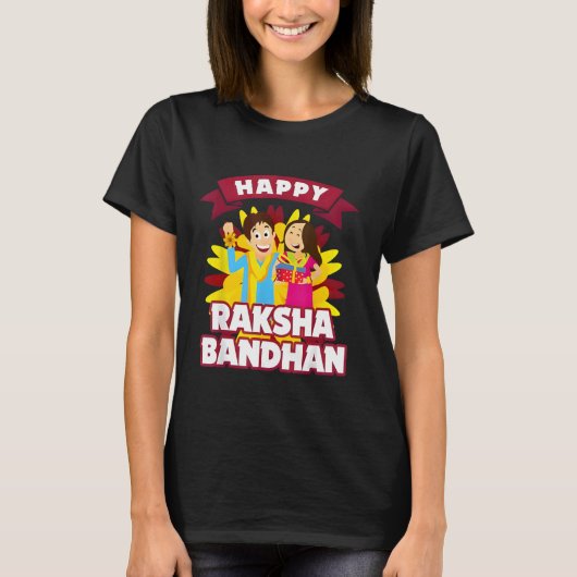 Gelukkige Raksha Bandhan Broer en Zuster Rakhi Gif T-shirt (Voorkant)