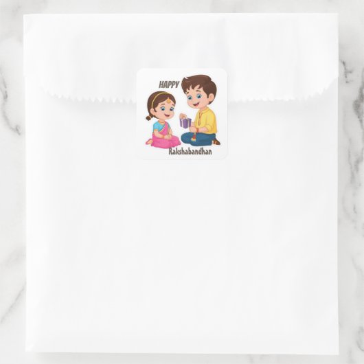 Gelukkige Rakshabandhan Sticker Vier Verwant (Tas)