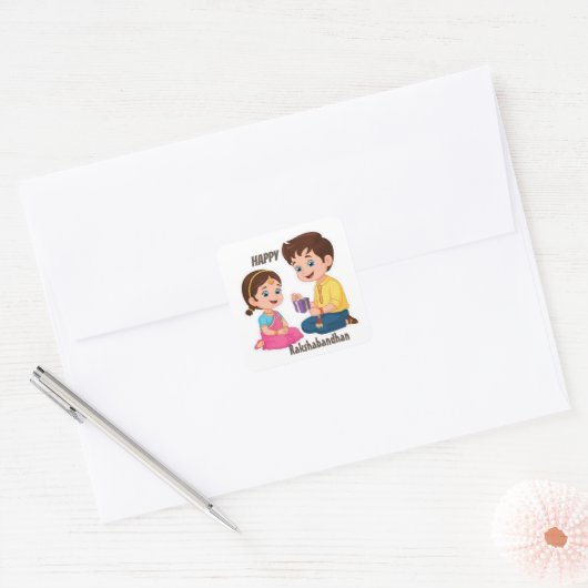 Gelukkige Rakshabandhan Sticker Vier Verwant (Envelop)