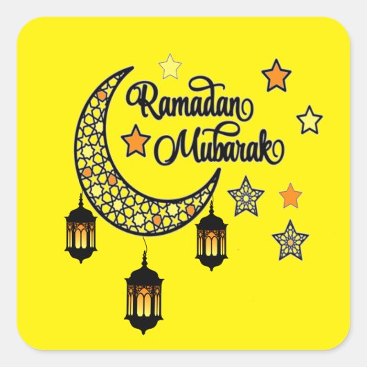 Gelukkige Ramadan Kareem en Eid Mubarak 2024 Vierkante Sticker (Voorkant)