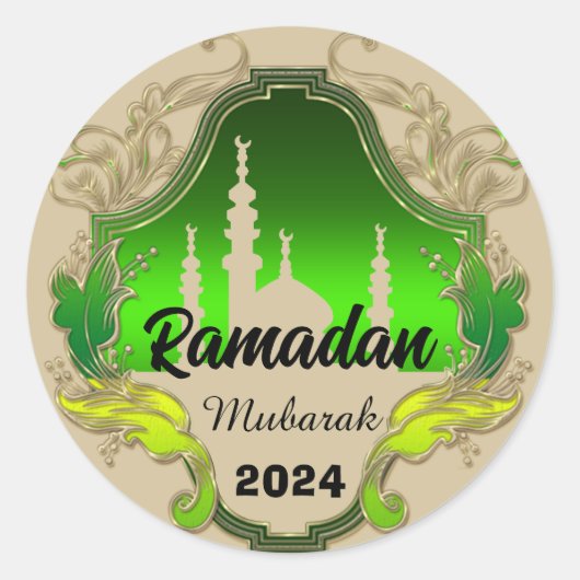 Gelukkige Ramadan Mubarak Kareem gepersonaliseerd Ronde Sticker (Voorkant)