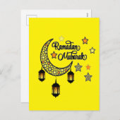 Gelukkige Ramadan Mubarak Kareem Halve lantaarn Feestdagenkaart (Voorkant / Achterkant)