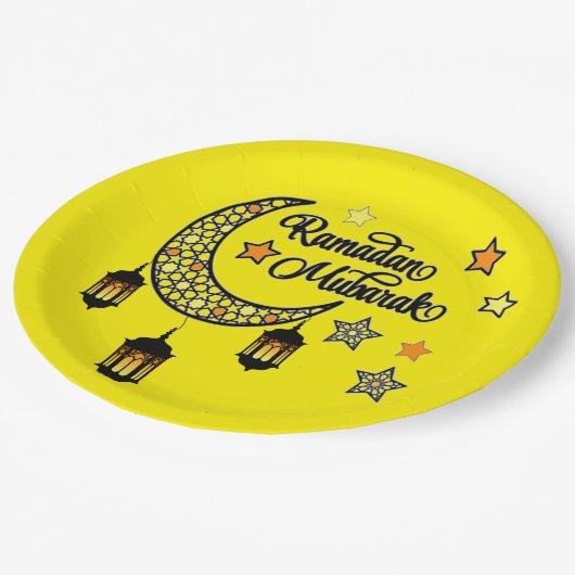 Gelukkige Ramadan Mubarak Kareem Halve lantaarn Papieren Bordje (Gekanteld)