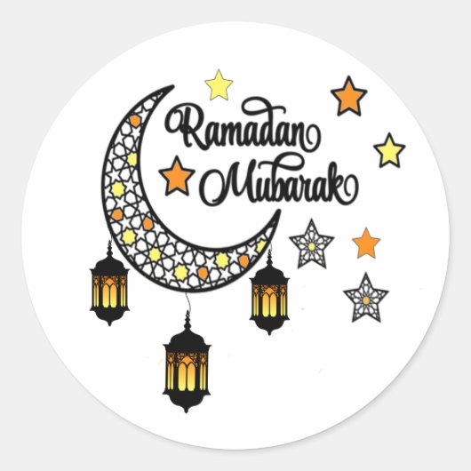 Gelukkige Ramadan Mubarak Kareem Halve lantaarn Ronde Sticker (Voorkant)