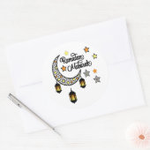 Gelukkige Ramadan Mubarak Kareem Halve lantaarn Ronde Sticker (Envelop)