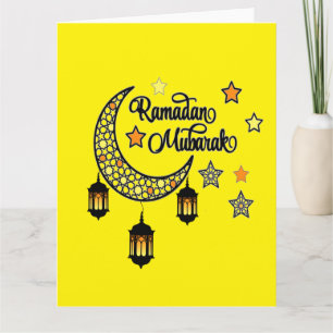 Gelukkige Ramadan Mubarak Kareem Halve maan lantaa Kaart