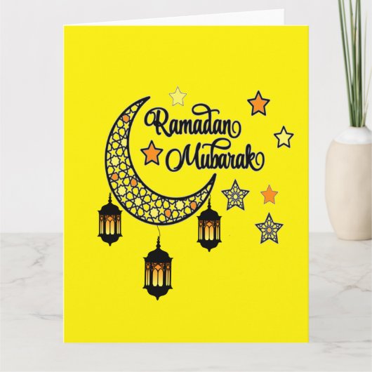 Gelukkige Ramadan Mubarak Kareem Halvemaanlantaarn Kaart (Voorkant)