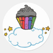 Gelukkige Regenboog Cupcake Ronde Sticker (Voorkant)