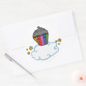 Gelukkige Regenboog Cupcake Ronde Sticker (Envelop)