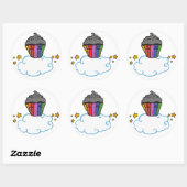Gelukkige Regenboog Cupcake Ronde Sticker (Vel)
