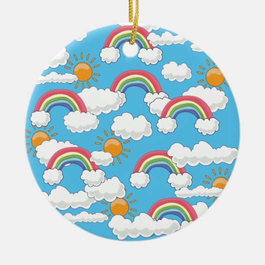 Gelukkige Regenboog Keramisch Ornament (Voorkant)