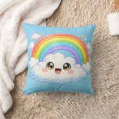 Gelukkige Regenboog & Wolk Kawaii Kussen Hoofdkuss (Deken)