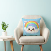 Gelukkige Regenboog & Wolk Kawaii Kussen Hoofdkuss (Stoel)