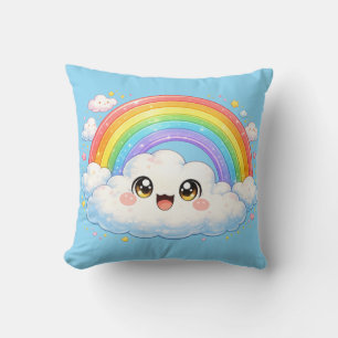 Gelukkige Regenboog & Wolk Kawaii Kussen Hoofdkuss