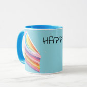 Gelukkige regenboogcake mok (Voorkant links)