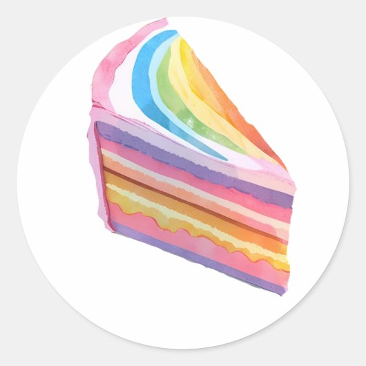Gelukkige regenboogcake ronde sticker (Voorkant)