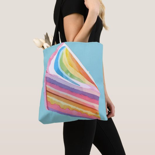 Gelukkige regenboogcake tote bag (Dichtbij)
