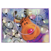 Gelukkige Rendier Kerstcadeauttas Groot Cadeauzakje (Voorkant)