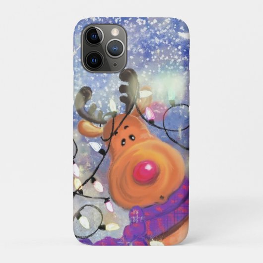 Gelukkige Rendier Kerstmis iPhone Case (Achterkant)