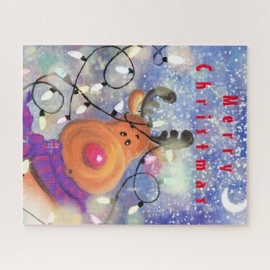 Gelukkige Rendier Kerstpuzzel Legpuzzel (Horizontaal)