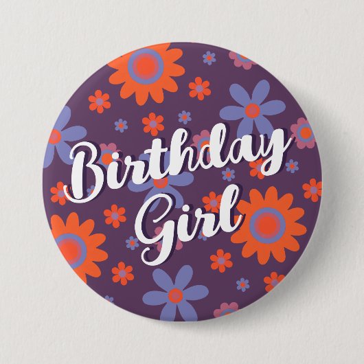 Gelukkige Retro Bloemen 70s Madeliefje Schattig Ve Ronde Button 7,6 Cm (Voorkant)