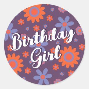 Gelukkige Retro Bloemen 70s Madeliefje Schattig Ve Ronde Sticker