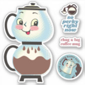 Gelukkige  retro koffiepot percolator sticker (Voorkant)