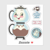 Gelukkige  retro koffiepot percolator sticker (Vel)