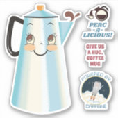 Gelukkige retro koffiepot percolator sticker (Voorkant)