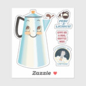 Gelukkige retro koffiepot percolator sticker (Vel)