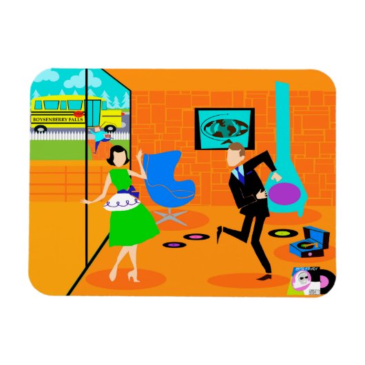 Gelukkige retro ouders flexi magneet (Horizontaal)