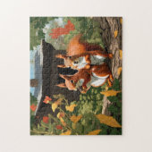 Gelukkige Rode Eekhoorns in een Boomhuis Legpuzzel (Verticaal)