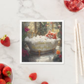 Gelukkige Rode Kat In Luxe Bad - Kinderverjaardags Servet (Insitu)