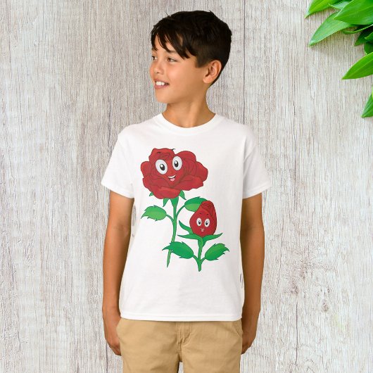 Gelukkige Rode Roos Karakters T-shirt