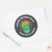 Gelukkige ronde cactus verjaardag dank u ronde sticker (Envelop)